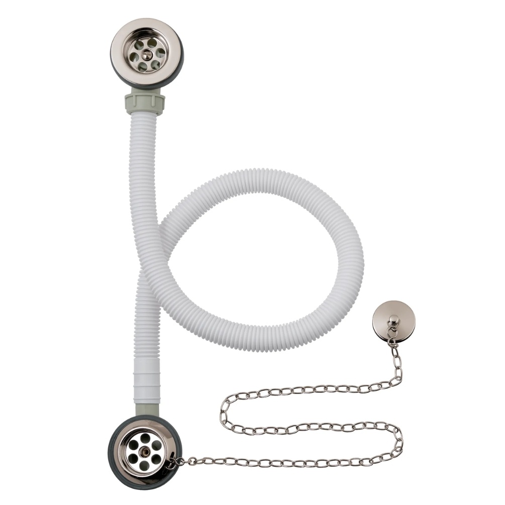 BC Designs Nickel Concealed Plug & Chain Bath Waste Cut Out